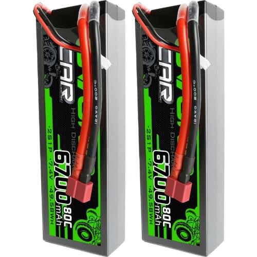 Ovonic 2 Units 80C 6700mAh 2S 7.4V Hardcase LiPo Battery With Deans Plug For Granite BLX 1/10 RC Car Truck Buggy Truggy RC parts