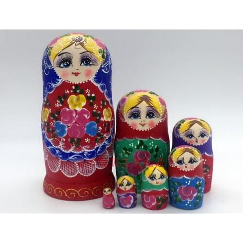 Wooden Matryoshka Dolls Girls Toys Russian Nested Dolls Kids Handmade Wooden Matrioska Dolls Kids Craft Toys Birthday Gifts