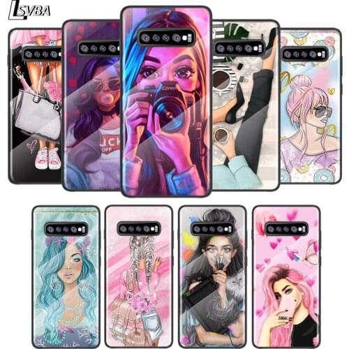 Fashion Female Girl For Samsung Galaxy S21 Ultra Plus 5G M51 M31 M21 Tempered Glass Cover Shell Luxury Phone Case