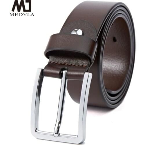 Luxury Strap Genuine Leather Men Belt Stainless Steel Pin Buckle Classic Real Leather Strap Belt for Men SM016