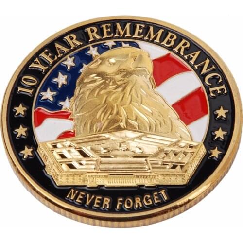 US NEVER FORGET 911 10 YEARS REMEMBRANCE METAL CHALLENGE COIN