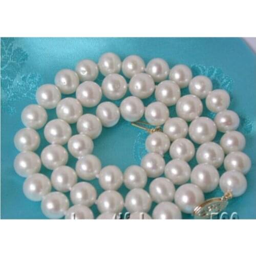 N1557 NATURAL 17" 9mm white round fw pearls necklace 14 kgold Factory Wholesale price Women Gift word Jewelry