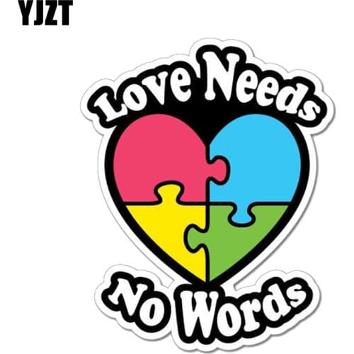 YJZT 10.1CM*12.7CM Autism Heart Love Needs No Words PVC Motorcycle Car Sticker 11-00320