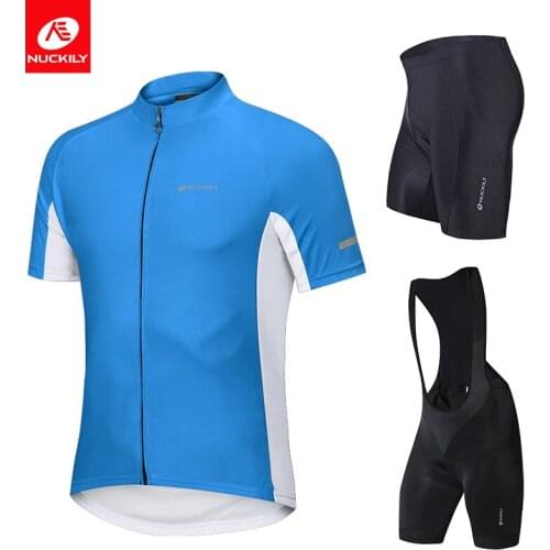 NUCKILY 2021 New Mens Cycling Jersey Sets Summer Pro Bicycle Short Sleeve Maillot Ciclismo Breathable Cycling Bib Pants Clothing