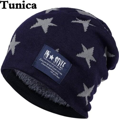 New Fashion five-pointed star style beanies hat autumn winter thick warm Knitted hats outdoor windproof Cold-proof cycling caps