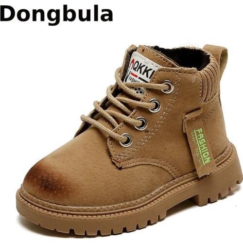 Autumn Winter Boots For Children School Leather Kids Martin Boots Boys Sneakers Toddler Girl Casual Shoes Plush Warm Ankle Boots
