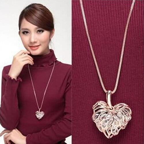Necklace Women Fashion Hollow Heart Bib Statement Long Sweater Chain Necklace Jewelry Jewelry Accessories 2021