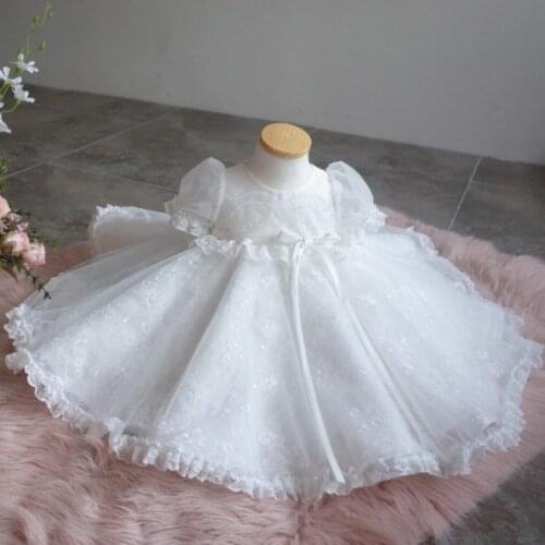 Baby Toddler Girl Bridesmaid Dress Lace Princess Teenager Girl Dress Ball Gown Kids Girls Dresses For 1st Wedding Birthday Party