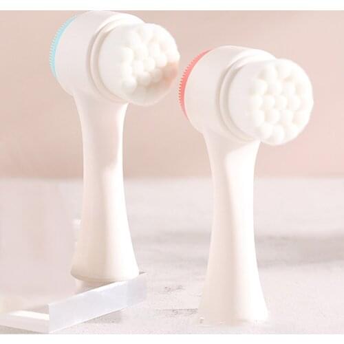 Portable 3D Vibration Massage Skin Scrubber Double Side Silicone Pore Cleanser Blackhead Deep Cleaning Face Brushes