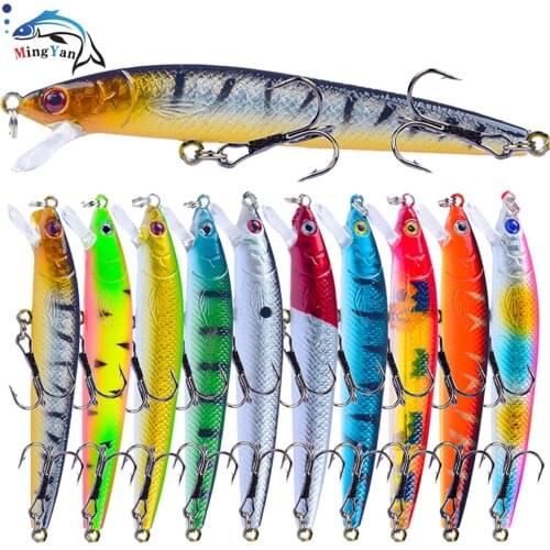 1pcs 9.5cm/10g Slow Sinking Minnow Fishing Bait Rattling Pesca Pike Wobbler 3D Eyes Isca De Peixe Plastic Crankbait Trout Lure