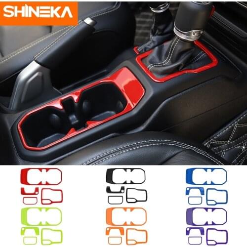 SHINEKA Car Interior 4-DW Gear Shift Panel Front Cup holder Armrest box keyhole trim Sticker For Jeep Wrangler JL 2018-2021