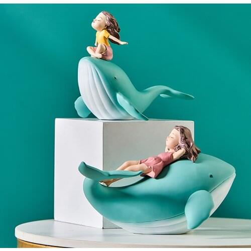 Nordic Modern Creative Home Decoration Whale Decoration Warm Childrens Room Figurines Decorative Figures Desk Accessories Gift