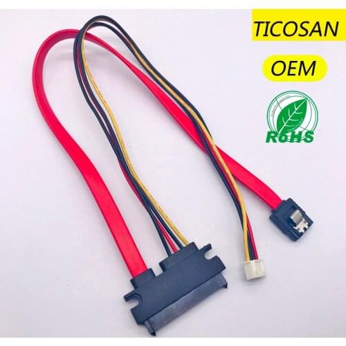 TICOSAN SATA 7+15P 22pin 180°to SH 2.0 4pin/SATA 7P CABLE supply SATA HDD hard drive high speed computer data power cablE OEM