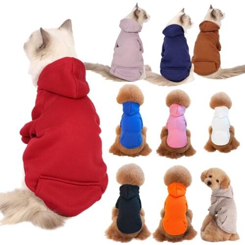 Cats and Dogs Hoodies Clothing Clothes with Pocket Hooded Sweatshirt for Small Medium Dogs Teddy Bulldog Coat Fleece Warm Pet