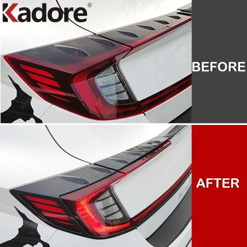 For Hyundai Sonata 2020 2021 ABS Chrome Carbon Fiber Rear Light Cover Trim Taillights Lamp Protector Frame Auto Accessories