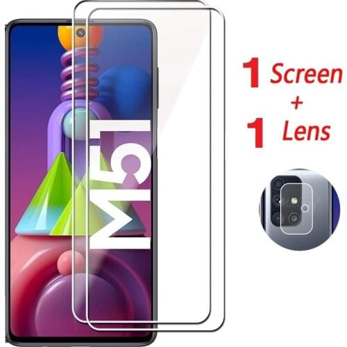 2-in-1 For Samsung Galaxy M51 Glass For Samsung M51 Tempered Glass For Samsung A51 A71 A31 A41 A11 M21 M31 M51 S20 FE Lens Glass