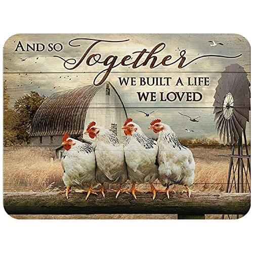Tin Sign Funny We Love Chicken and Farm Life Suitable for House Kitchen Farm Wall Decoration Aluminum Metal Sign 8X12 Inches