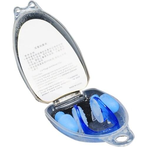 3 pcs/set men women clear blue pvc silicone swim swimming earplugs ear nose clip set