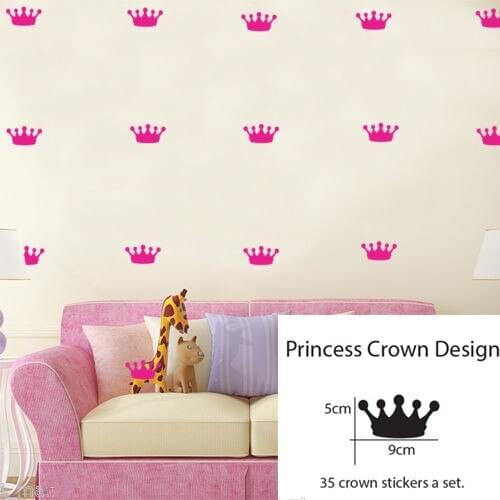 35pcs/set Princess Crown DIY Vinyl Decoration Fashion Wall Art Nursery Girl Wall Sticker Wall Stickers for Kids Room D489