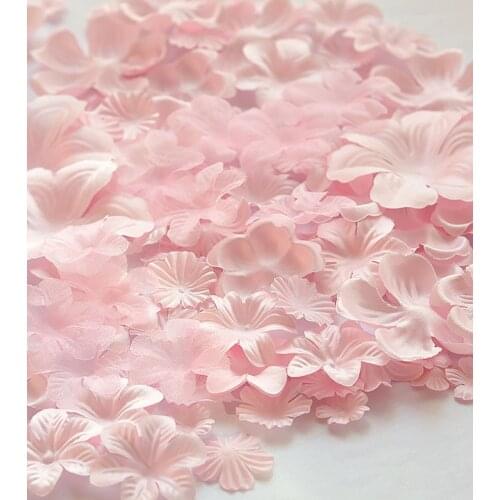 50pcs Pink 3D Flower lace Patches Applique For Bridal Wedding dress Sewing Accessories Diy Decoration patch