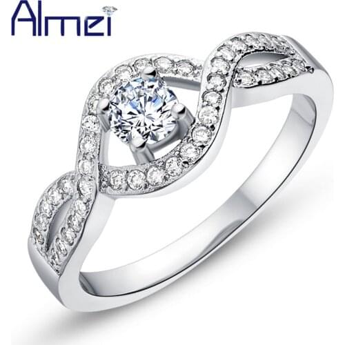 Almei Store Wholesale Flower Rings for Women CZ Zircon Anel Jewelry Silver Color Crystal Ring Bague Anillos My Aliexpress J595