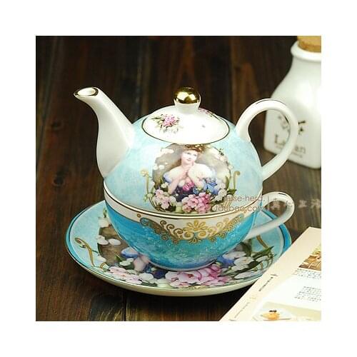 British rural China gilded edge cluster afternoon tea pot cup teapot set [optional multi style marry guci
