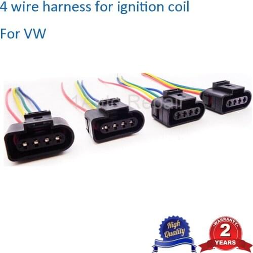 For Ignition Coil 4 PIN Connector Plug Wiring Harness For VW Audi Seat Skoda 1J0973724