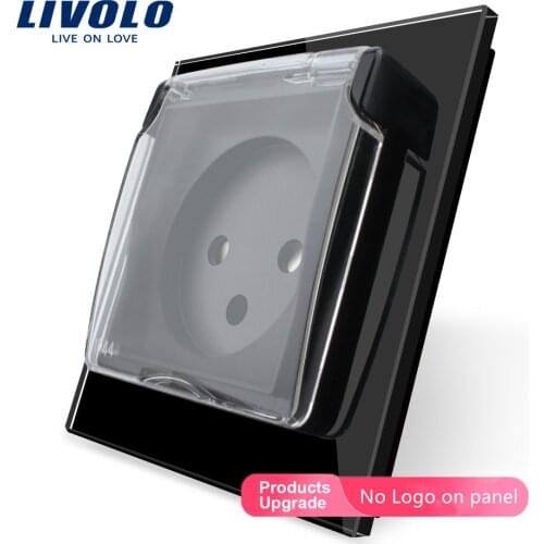 Livolo EU Standard Israel Power Socket,Crystal Glass Panel, AC 100~250V 16A, VL--C7C1ILWF,with the Waterproof Cover,no logo