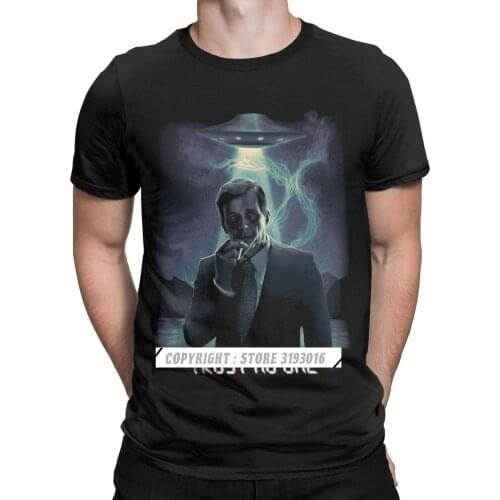 Fashion Graphic Tshirts Mens Cigarette Smoking T-Shirt The X Files Scully Mulder Ufo Aliens Premium Cotton Streetwear