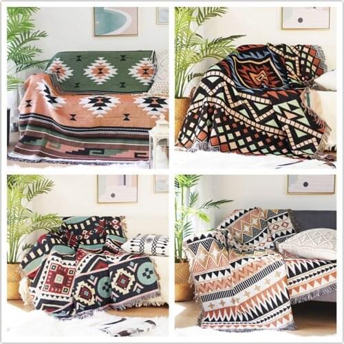 GY4040 Bohemia Geometry Double-Sided Use Blanket Sofa Decorative Slipcover Stitching Rug Tapestry Carpet Home&Living