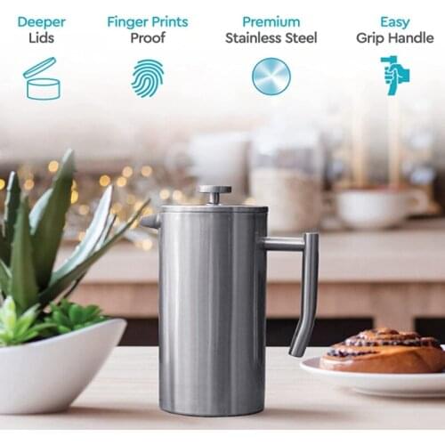 Stainless Steel French Press Coffee Maker 1L Double Wall Coffee Press And Easy Press High Quality Coffee Press