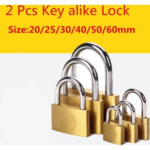 2 Pcs Same Key Copper Padlock Wolf Head Brass Small Locks Door 20mm 25mm 30mm 40mm Not Rust Lock Core Include 6 Keys