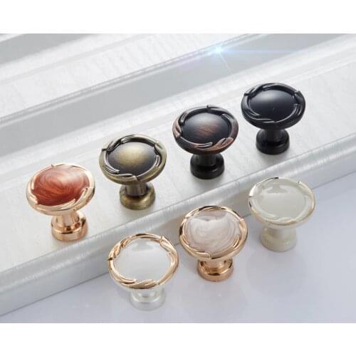 Metal Zinc Furniture Drawer Cabinet Knob Round Small Black Amber Dresser Closet Cupboard Wardrobe Kitchen Door Pull Handle Knob