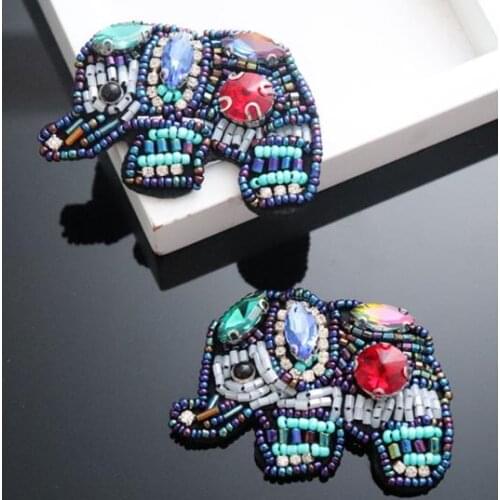 Cute Elephant Sequins Beaded Patch For Clothing Embroidery Applique Decoration Patches Sewing On Accessories