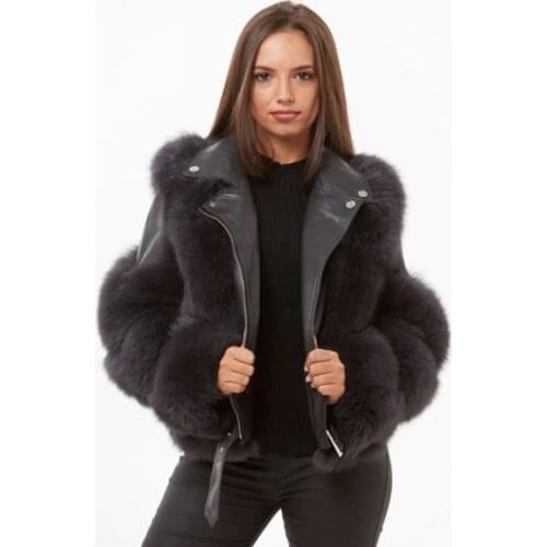 Winter real girl fashion fox fur coat with genuine sheepskin natural full hair fox fur coat luxury jacket motorcycle clothing 20