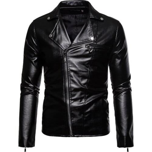Mens Leather Jacket Lapel Motorcycle Leather Jacket Coat Casual Mens Punk Jacket chaqueta cuero hombre