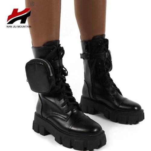 NAN JIU MOUNTAIN 2020 Women Boots Autumn Calf Boots Martin Boots Fashion Candy Colors Outdoor Women Shoes Plus Size 43