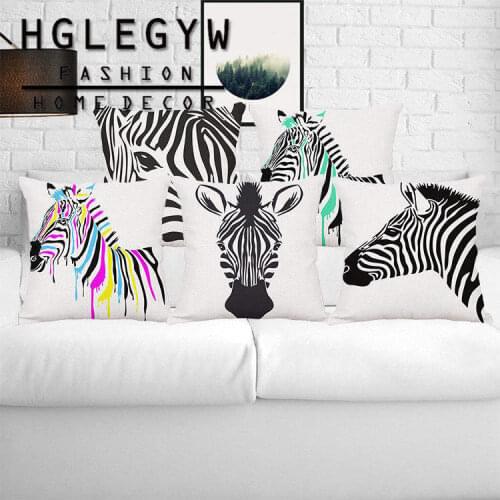Zebra Stripe Pillow Case Throw Pillowcase Cotton Linen Printed Pillow Covers Office Home