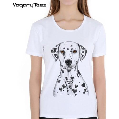 New Harajuku sketch T-Shirt Women t-shirt Pug Dalmatian design T Shirt summer casual Tops girl cute Tee