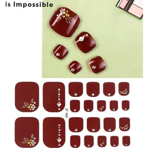 New Summer 3D Drill Toe Nail Sticker Waterproof Pedicure Decals DIY Nail Art Decoration Manicure Nail Polish Toenail Stickers