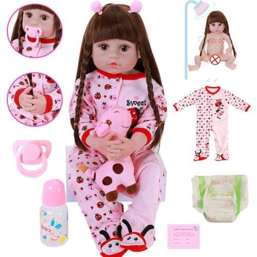 Adorable 22" Reborn Baby Doll Realistic Full Silicone Body 56cm Newborn Baby Dolls With Cute Clothes Lifelike Boneca Toy For Kid