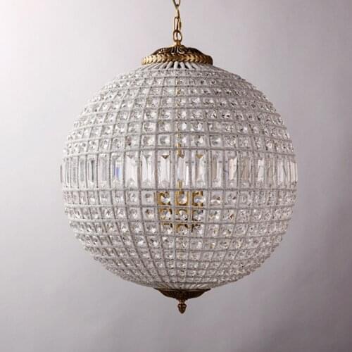 American Foyer Luxury K9 Crystal Round Bronze Metal Led Pendant Lights French Style Luminaria Led Hanging Lamp For Corridor