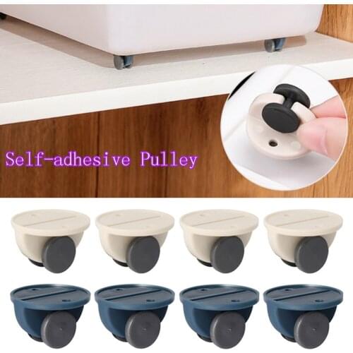 4pcs Adhesive Pulley Household Storage Box Pulley Trash Can Self-adhesive Wheel Home No Noise No Scratches Box Wheels