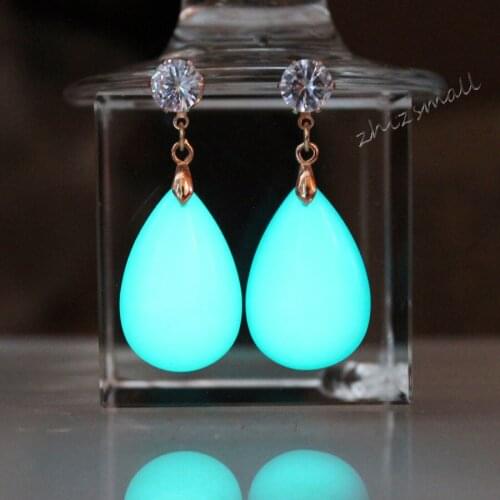THE Crystal Water drops Ear Cuff Earring GLOW in the DARK Rhinestone Eardrop zircon Ear Stud Earring WOMEN girl gift