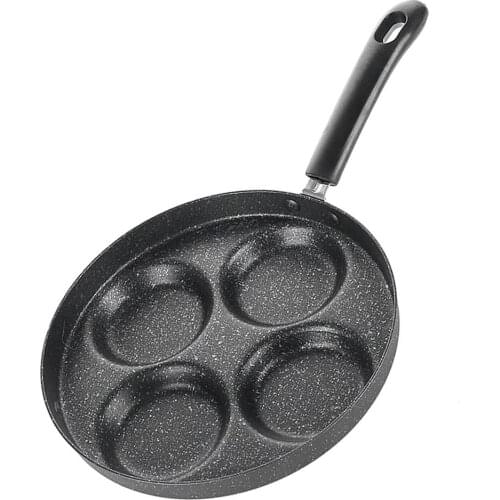 Black Frying Pan Non-stick Egg Pancake Pan Egg Pan With 4 Holes, Kitchen Utensils