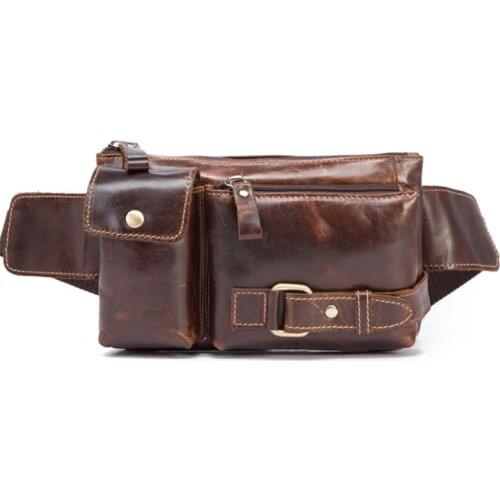 Men Genuine Leather Hip Bum Belt Bag Cross Body Chest Messenger Bags Oil Wax Cowhide Cell Phone Purse Pouch Male Waist Pack New