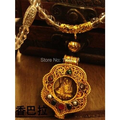Buddha light this animal year marriage to ward off evil fortune of phi Thai silver gilt gold Buddha card Gawu pendant Nepal