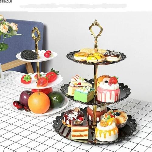 European Fruit Plate Three-Layer Snack Rack Living Room Fruit Bowl Wedding Cake Rack Candy Rack Dessert Vegetable Storage Rack