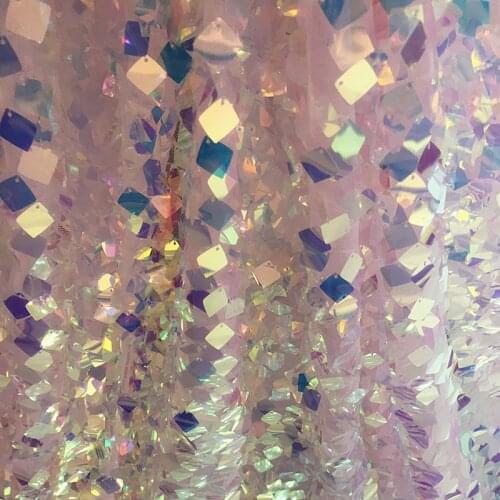 1 Yard New Symphony Green Square Piece Sequins Fabric Fabric Dresses Costumes Wedding Shooting Background Stage Childrens Wear