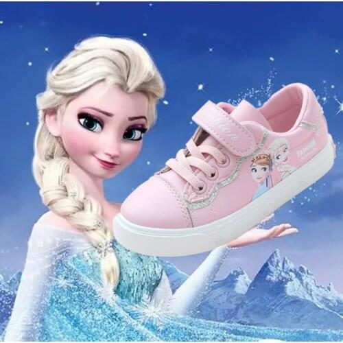 Disney Cartoon Frozen Girls Shoes New Spring and Autumn Fashion Childrens Princess White Shoeselsa casual Sports Shoes